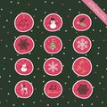 Christmas round stickers pink Royalty Free Stock Photo