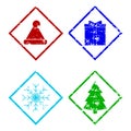 Christmas rubber stamp elements set isolated on white Royalty Free Stock Photo