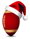 Christmas rugby ball and Santa Claus Hat - American football Sport Ball concept - Isolated on white Background -Vector new