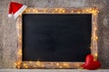 Christmas rustic background - vintage planked wood with lights a