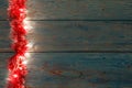 Christmas rustic background - vintage planked wood with lights and free text space Royalty Free Stock Photo