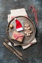 Christmas rustic table setting Royalty Free Stock Photo