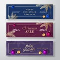 Christmas Sale Abstract Vector Greeting or Holiday Cards Background Bundle. Banner Size. Gold Gradient and Modern