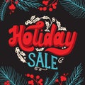 Christmas sale chalkboard background with holiday decorations. Royalty Free Stock Photo