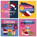 Christmas sale banner advertising background holiday discount xmas winter offer vector illustration. Royalty Free Stock Photo