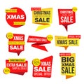 Christmas Sale Banner Collection Vector. Online Shopping. Winter Website Stickers, Holidays Web Design. Xmas Advertising Royalty Free Stock Photo