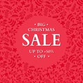 Christmas sale banner. Hand drawn vector holiday illustration with holly, mistletoe, poinsettia, berry.