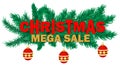 Christmas sale banner holiday discount xmas winter offer advertising background vector illustration. Royalty Free Stock Photo