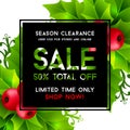 Christmas sale banner with holly leaves decorations