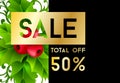 Christmas sale banner with holly leaves decorations