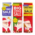 Christmas Sale Banner Vector. Merry Christmas Santa Claus. December Sale Banner. Website Stickers, Holidays Web Design Royalty Free Stock Photo