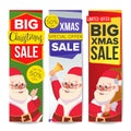 Christmas Sale Banner Set Vector. Merry Christmas Santa Claus. Online Shopping. Winter Website Vertical Banners Royalty Free Stock Photo