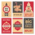 Christmas sale banners. New year special offers and discounts deals labels coupon vector template