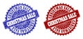 CHRISTMAS SALE Blue and Red Round Stamps with Corroded Styles