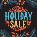 Christmas sale chalkboard background with holiday decorations. Royalty Free Stock Photo