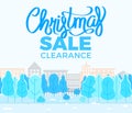 Christmas Sale Clearance, Promotional Blue Poster Royalty Free Stock Photo