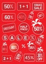 Christmas sale and discount labels and tags