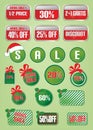 Christmas sale and discount labels and tags