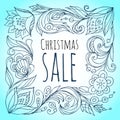 Christmas sale. Floral decorative frame Royalty Free Stock Photo