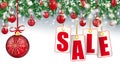 Christmas Sale Header Twigs Snow Baubles Golden Price Stickers