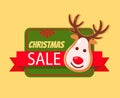 Christmas Sale Label Card Gingerbread Deer Head