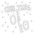 Christmas sale lettering in black outline. Coloring page.