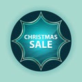 Christmas Sale magical glassy sunburst blue button sky blue background