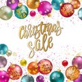 Christmas Sale, new year decoration with lettering.