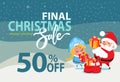 Christmas Sale Off Promo Poster Santa Snow Maiden