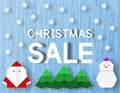 Christmas Sale with paper Santa Claus