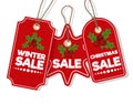 Christmas sale paper tag banner holiday discount xmas winter offer advertising shopping promotion vector illustration.