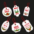 Christmas sale paper tag banner holiday discount xmas winter offer advertising shopping promotion vector illustration. Royalty Free Stock Photo