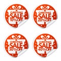 Christmas sale 10,20,30,40 percent stickers with box