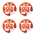 Christmas sale 50,60,70,80 percent stickers with box
