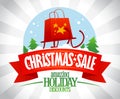 Christmas sale poster, amazing holiday discounts, vector illustration with snow globe Royalty Free Stock Photo