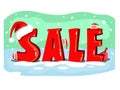 Christmas sale poster with cute santas