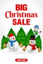 Christmas Sale poster with a funny Snowman. Big Christmas sale banner design Royalty Free Stock Photo