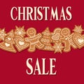 Christmas sale poster with gingerbread design