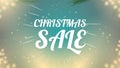Christmas sale poster. Glowing garlands, beautiful background with particles. Tree branches. Merry Christmas and Happy Royalty Free Stock Photo