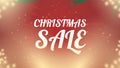 Christmas sale poster. Glowing garlands, beautiful background with particles. Tree branches. Merry Christmas and Happy Royalty Free Stock Photo