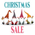 Christmas sale banner with gnomes