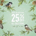 Christmas Sale Poster with Winter Bird Royalty Free Stock Photo