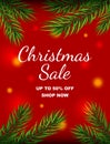 Christmas Sale promotional banner with  green pine tree branches Royalty Free Stock Photo