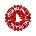 CHRISTMAS SALE Scratched Stamp Seal with Fir-Tree Royalty Free Stock Photo