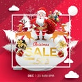 Christmas Sale Season Design Template. Paper art and digital craft style. vector illustration Greeting card, poster, banner, promo