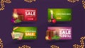 Christmas sale, set of discount 3D banners with Christmas elements. Volumetric Christmas banners with 3D icons Royalty Free Stock Photo