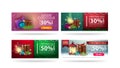 Christmas sale, set of horizontal Christmas discount banners with Christmas elements isolated on white background Royalty Free Stock Photo