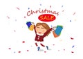 Christmas sale, shopping, end of season, woman, girl character c