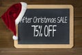 Christmas sale sign on chalkboard with hat Royalty Free Stock Photo