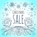 Christmas sale. Snowflakes and winter flowers Royalty Free Stock Photo